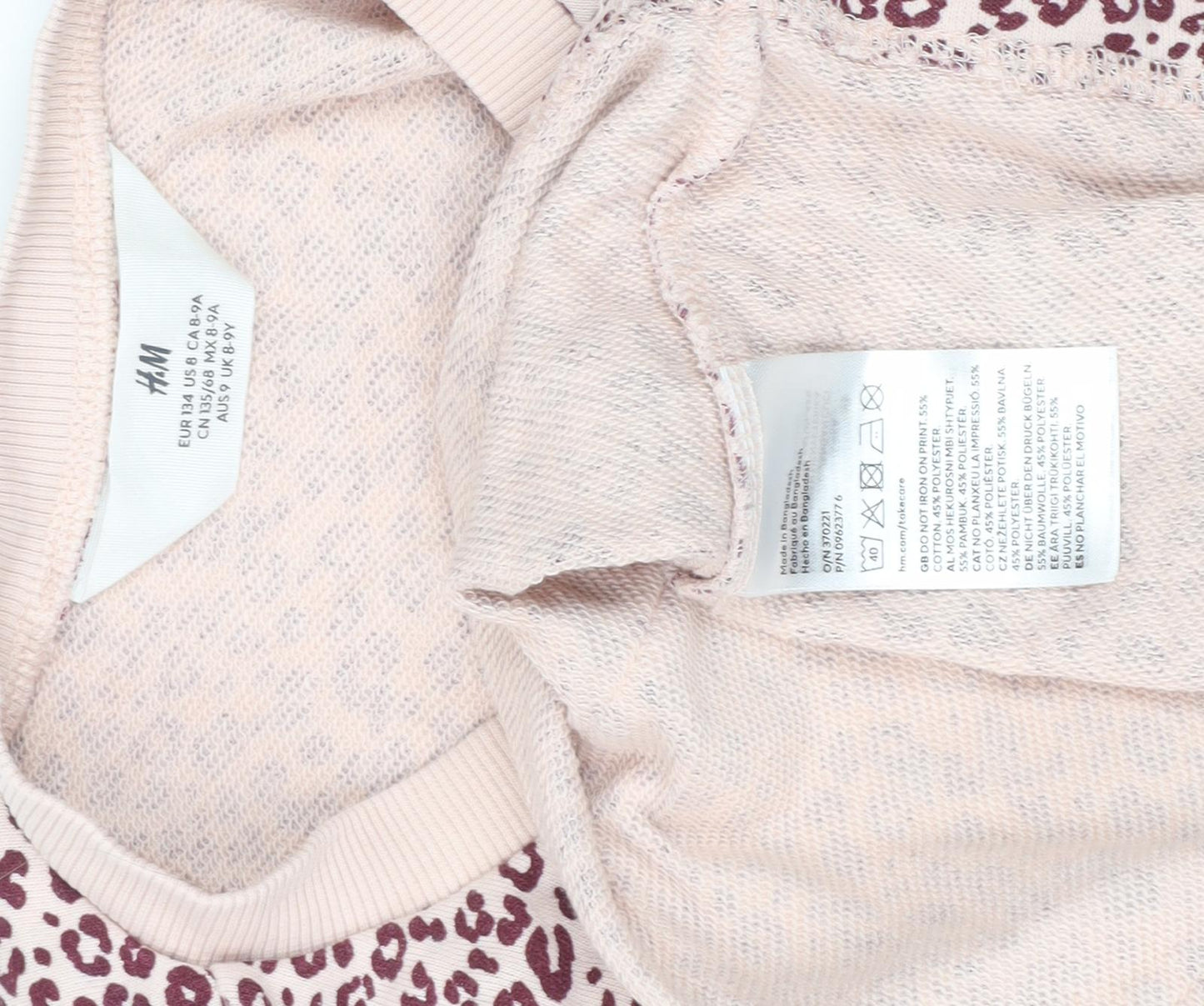 H&M Girls Pink Animal Print T-Shirt Dress 6 Years