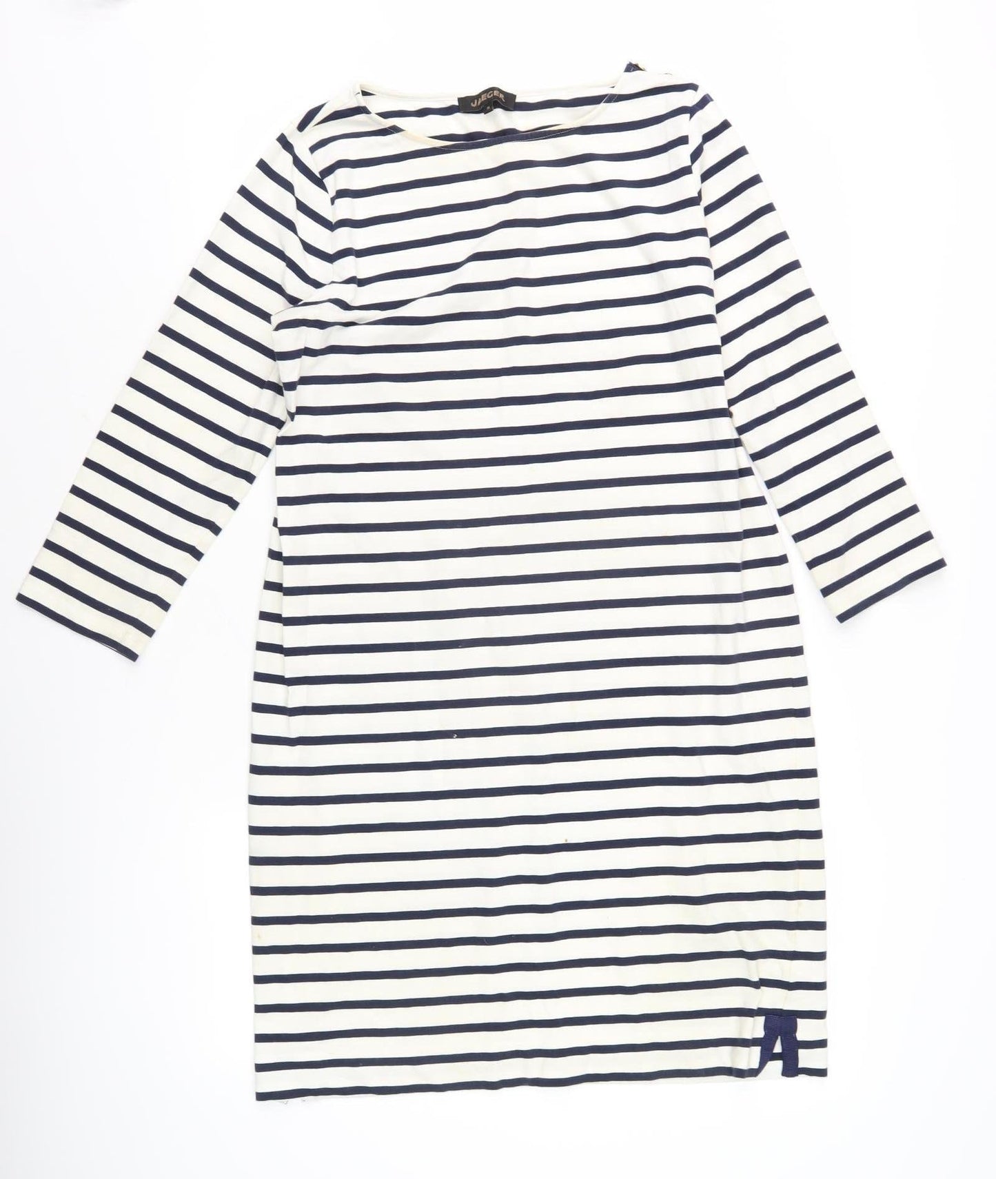 Jaeger Women's White Blue Striped Shift Dress M