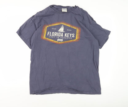 Comfort Wash Men's Blue L Graphic Print T-Shirt