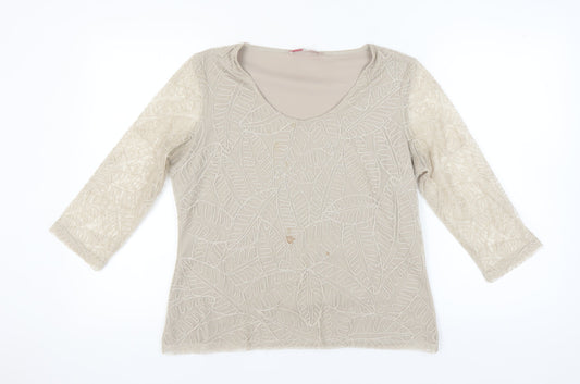 Jacques Vert Women's Beige Blouse, Medium, 3/4 Sleeve