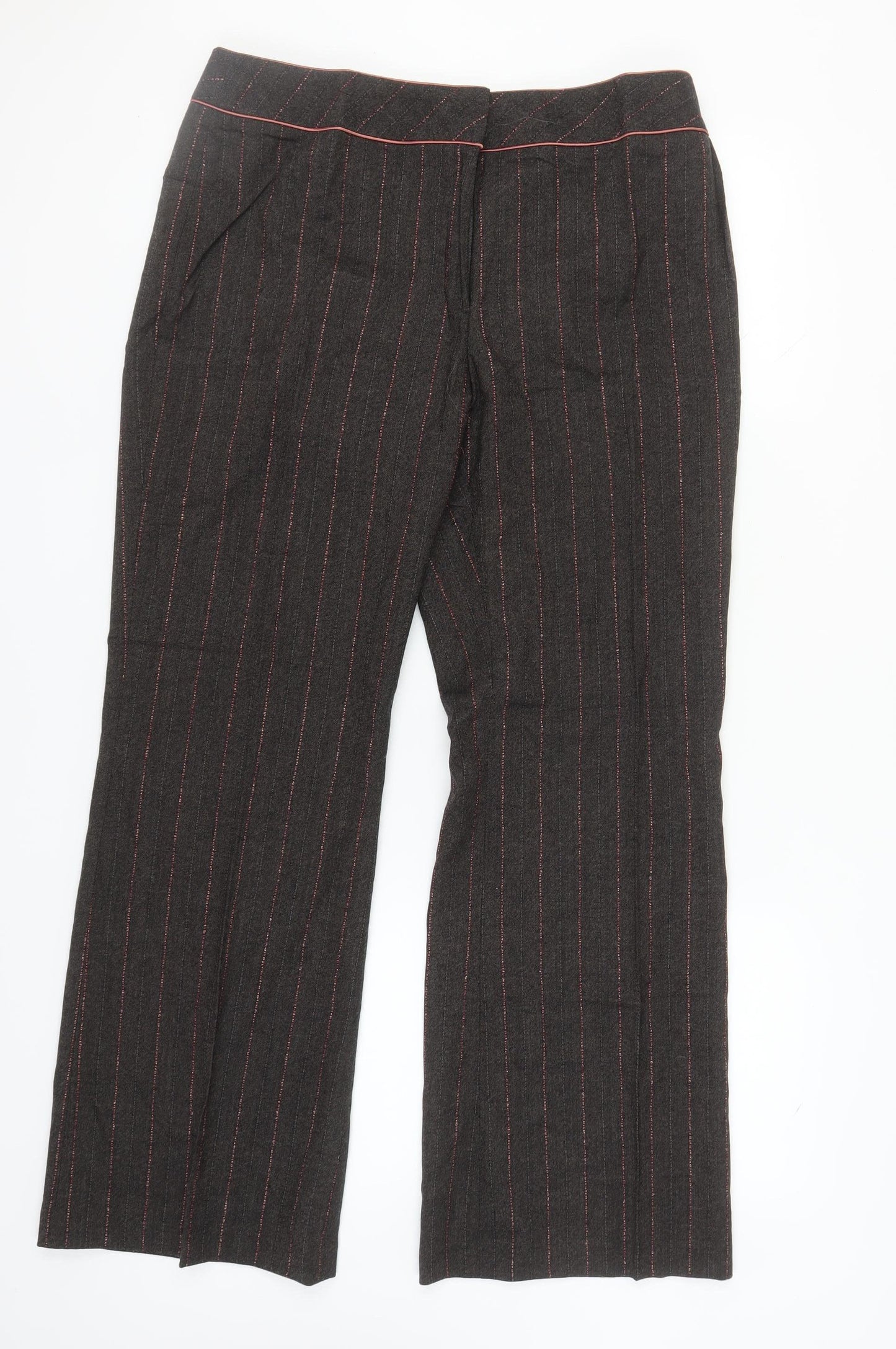 Laura Ashley Women's Black Striped Wool Trousers
