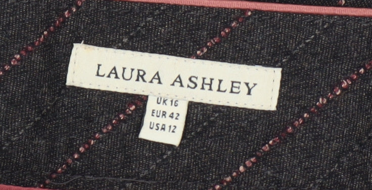 Laura Ashley Women's Black Striped Wool Trousers
