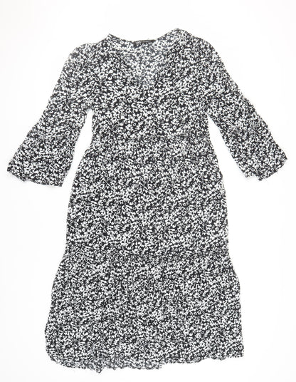 ZARA Women's Black Floral Midi Dress XS