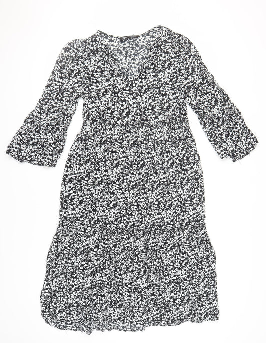ZARA Women's Black Floral Midi Dress XS