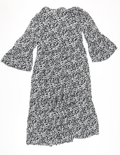 ZARA Women's Black Floral Midi Dress XS