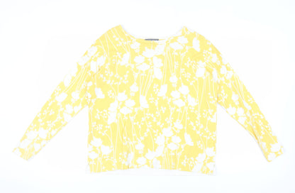Laura Ashley Women's Yellow Floral Pullover Jumper Size 12