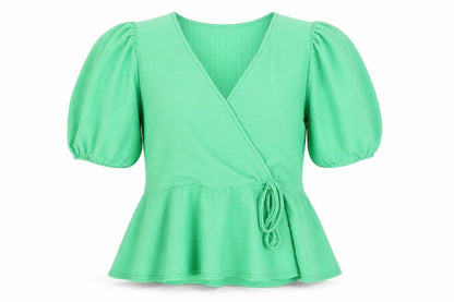 Womens UK Size 12 New Look Green Wrap Blouse