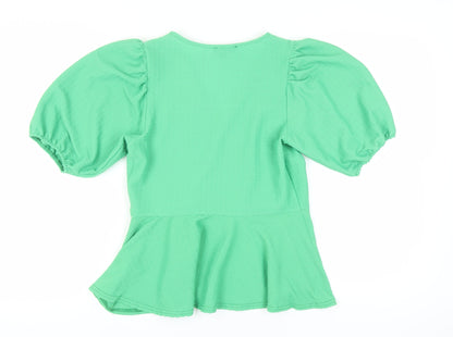 Womens UK Size 12 New Look Green Wrap Blouse