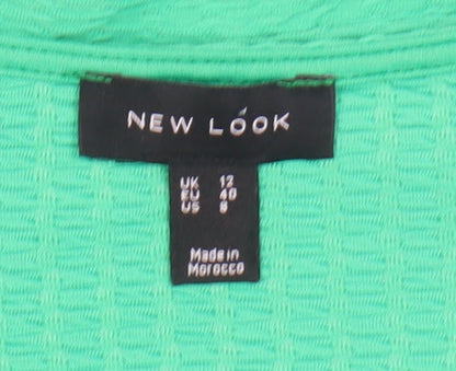 Womens UK Size 12 New Look Green Wrap Blouse