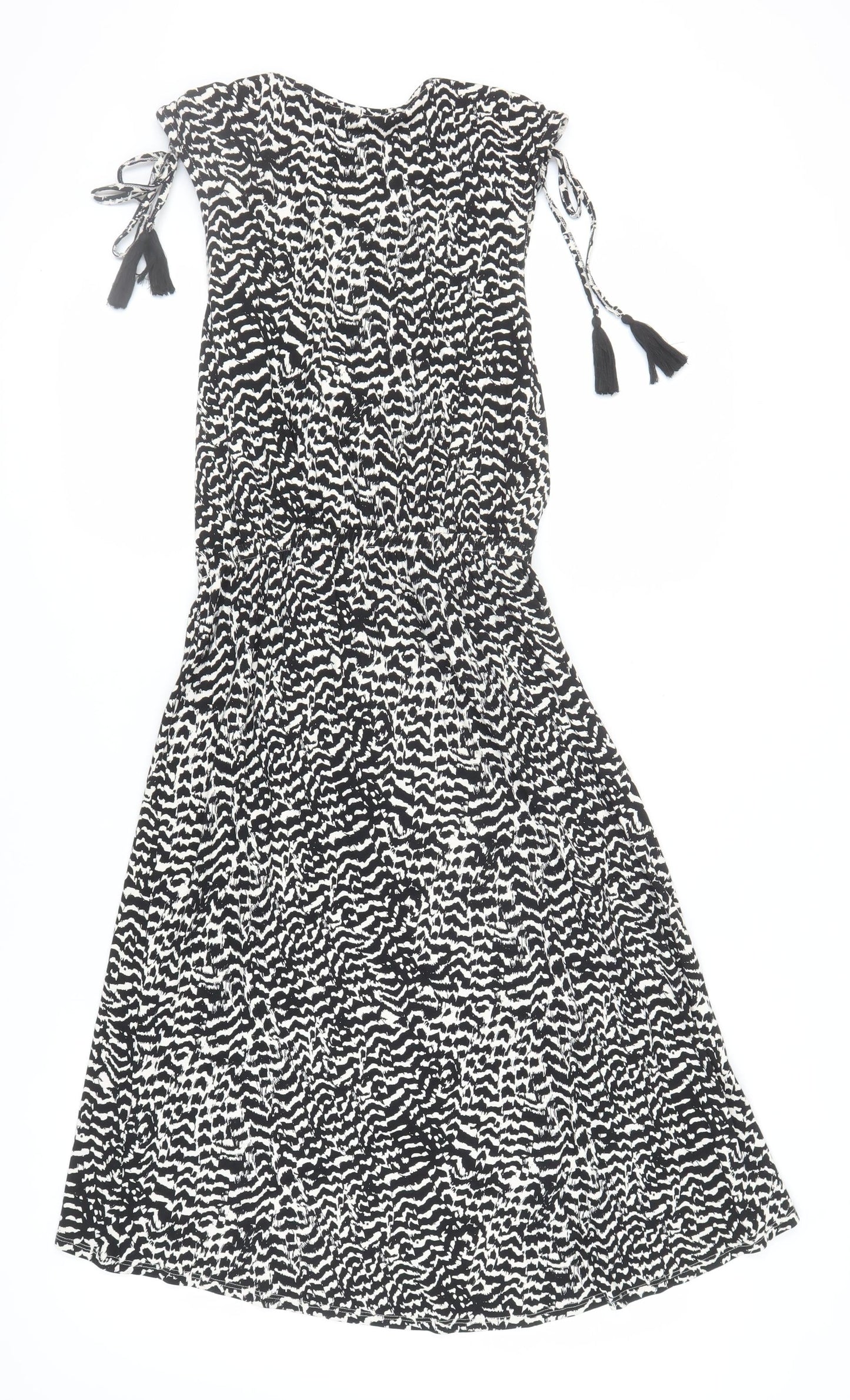 Marks and Spencer Women's Black Animal Print Dress - Size 12