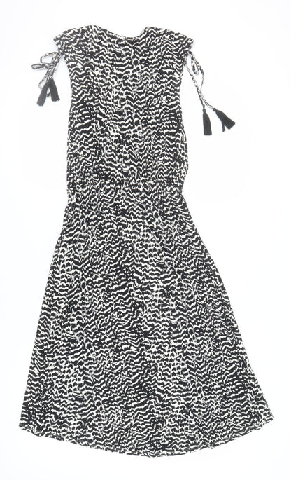 Marks and Spencer Women's Black Animal Print Dress - Size 12