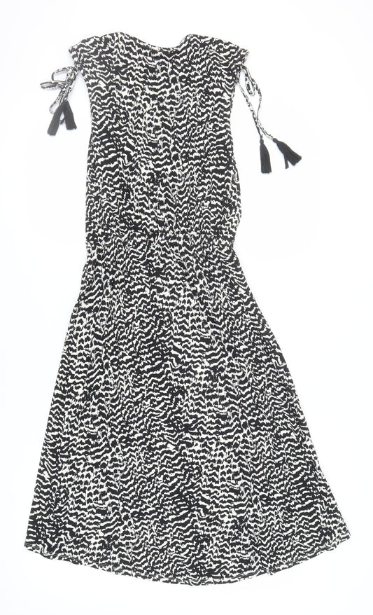 Marks and Spencer Women's Black Animal Print Dress - Size 12