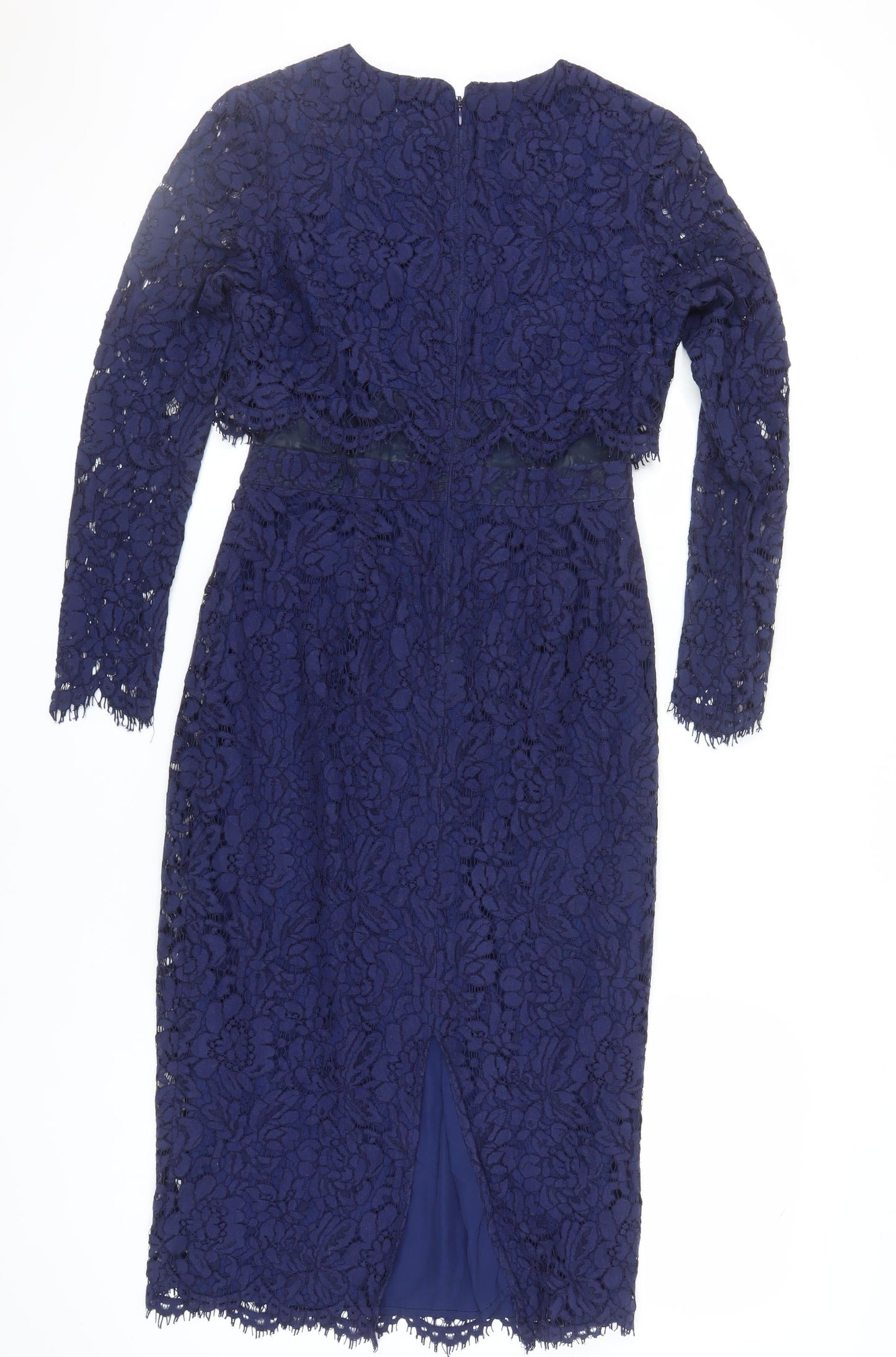 ASOS Blue Floral Lace Dress, Women, UK 10, Long Sleeve