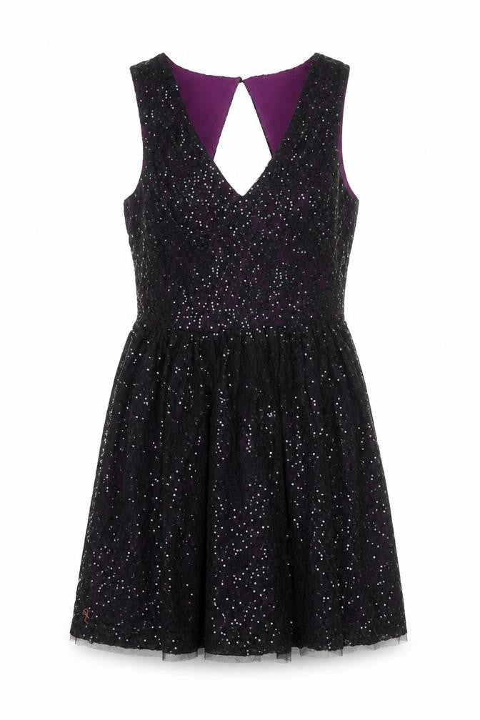 Oasis Women's Black Sequin Fit & Flare Dress M