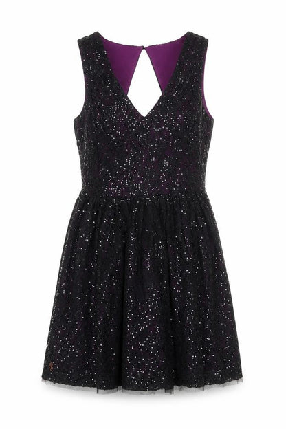Oasis Women's Black Sequin Fit & Flare Dress M