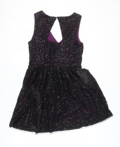 Oasis Women's Black Sequin Fit & Flare Dress M