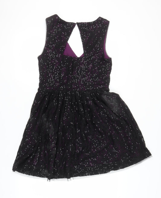 Oasis Women's Black Sequin Fit & Flare Dress M