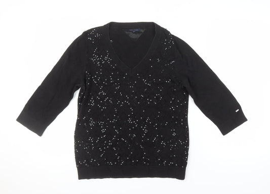 Womens UK Size XL Tommy Hilfiger Black Pullover Jumper