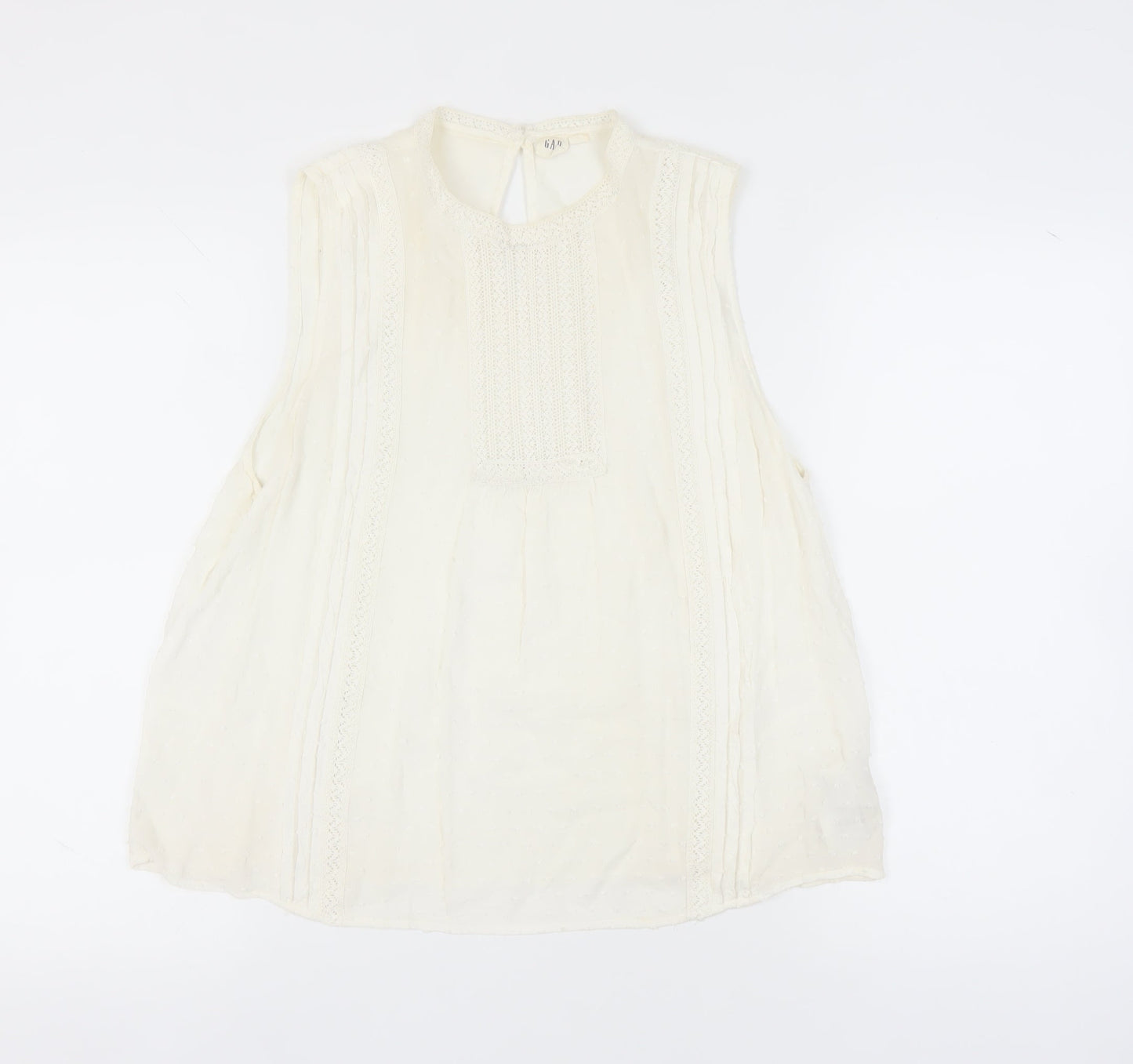GAP Women's Ivory XL Sleeveless Crochet Blouse