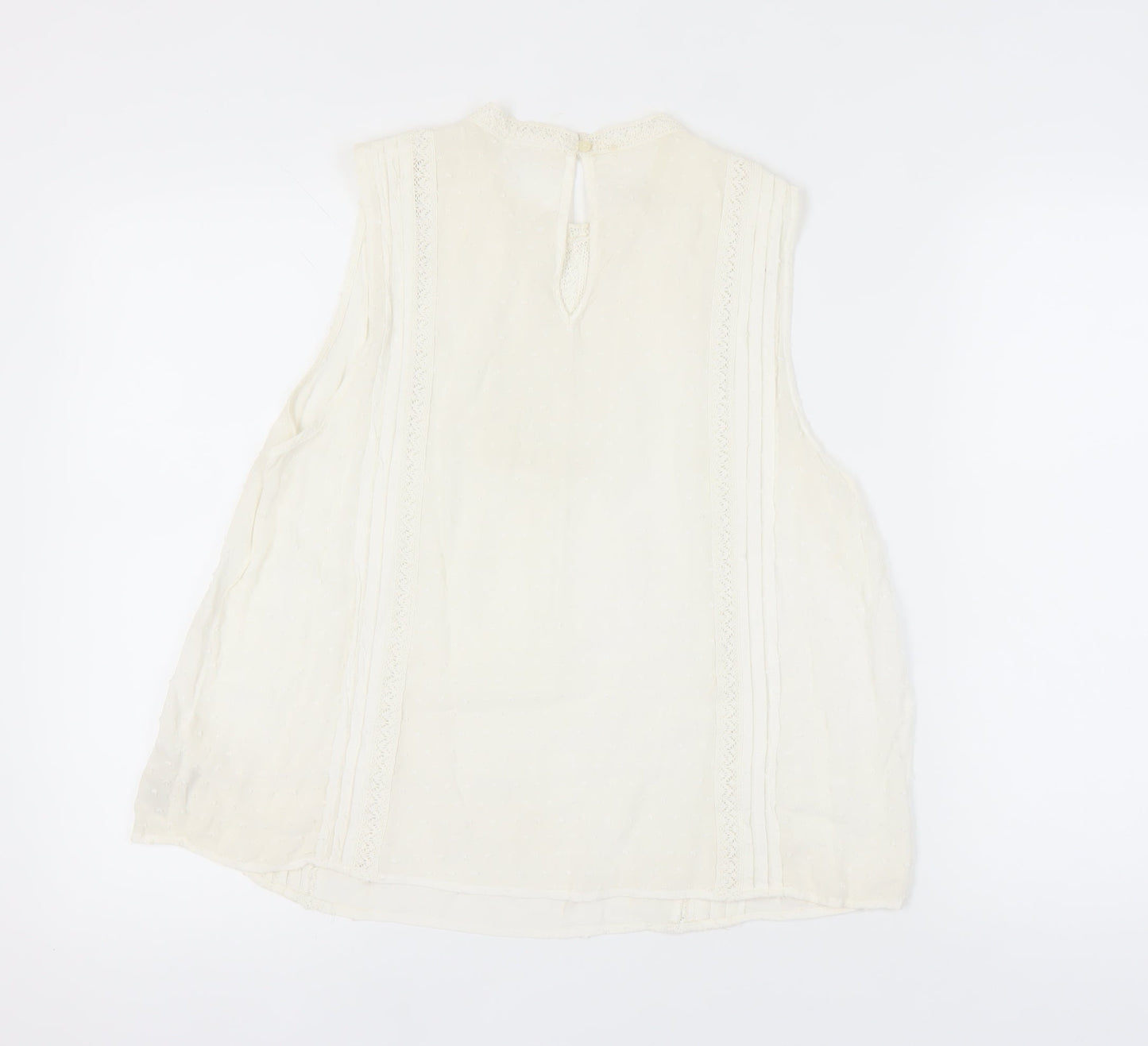 GAP Women's Ivory XL Sleeveless Crochet Blouse