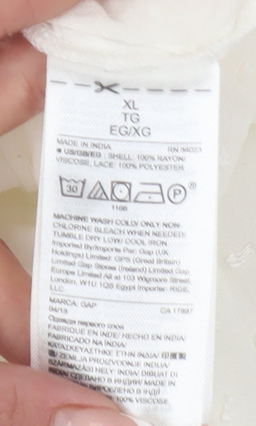 GAP Women's Ivory XL Sleeveless Crochet Blouse