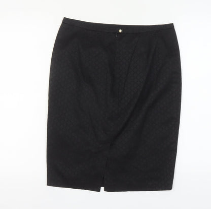 Oasis Women's Black Geometric Pencil Skirt Size 12
