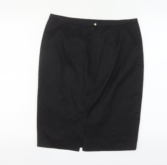 Oasis Women's Black Geometric Pencil Skirt Size 12