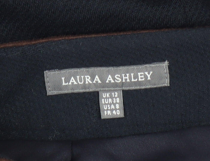 Laura Ashley Women's Black Pencil Skirt, Size 12, Elegant Zip