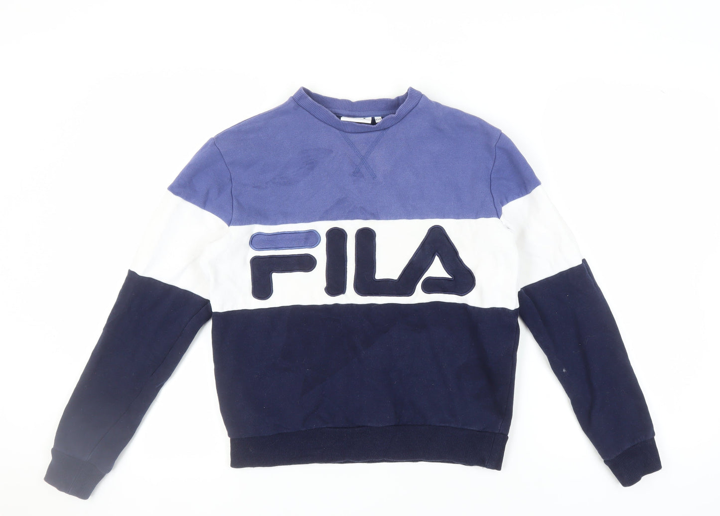 Fila Women's Blue Colourblock Logo Pullover Sweatshirt XS