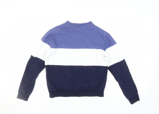 Fila Women's Blue Colourblock Logo Pullover Sweatshirt XS