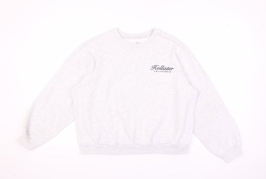 Hollister Grey Unisex Sweatshirt M Logo Pullover
