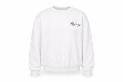 Front view of Hollister Grey unisex sweatshirt m logo pullover