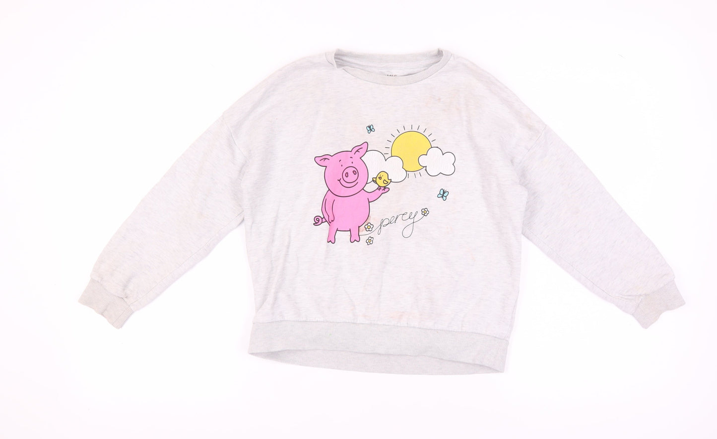 Marks and Spencer Girls' Grey Animal Print Sweatshirt, Size 10Y