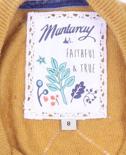 Womens UK Size 8 Mantaray Gold Cardigan Jumper