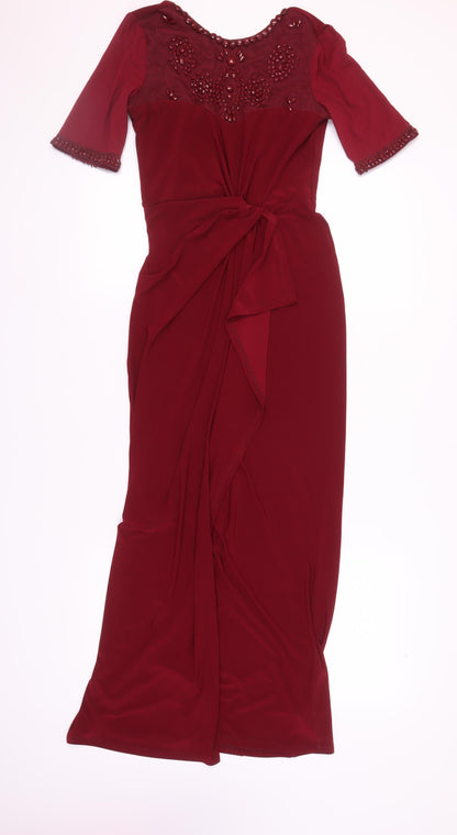 Monsoon Women's Red Maxi Dress Size 8 Elegant Party Wear