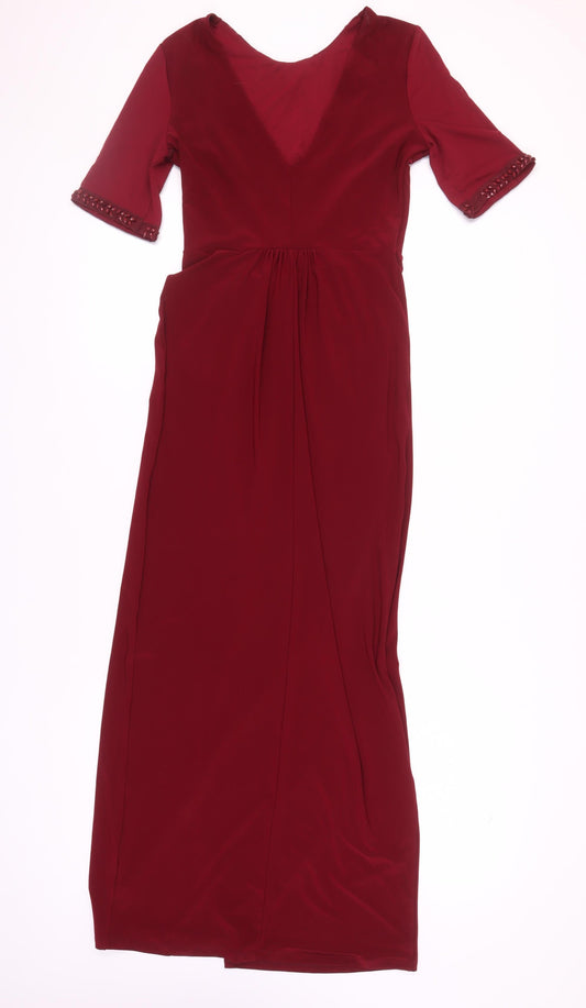 Monsoon Women's Red Maxi Dress Size 8 Elegant Party Wear