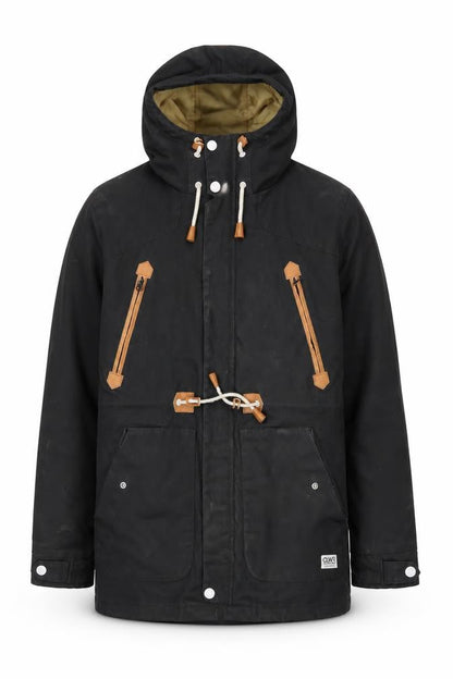 Colour Wear Men's Black Hooded Parka Jacket S