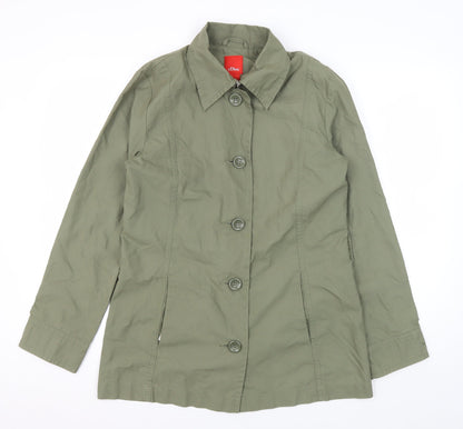 s.Oliver Women's Green Button Jacket Size 6 Collared Casual