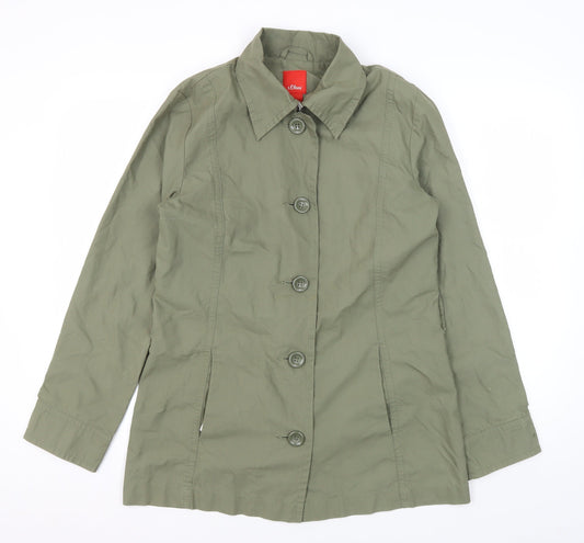s.Oliver Women's Green Button Jacket Size 6 Collared Casual