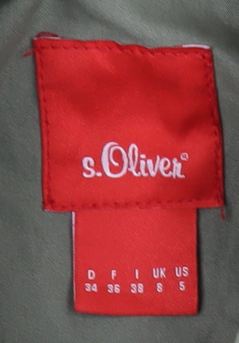 s.Oliver Women's Green Button Jacket Size 6 Collared Casual