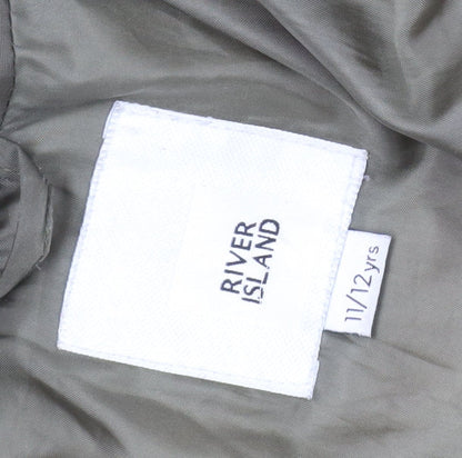 River Island Girls Green 11 Years Parka Coat Fur Trim