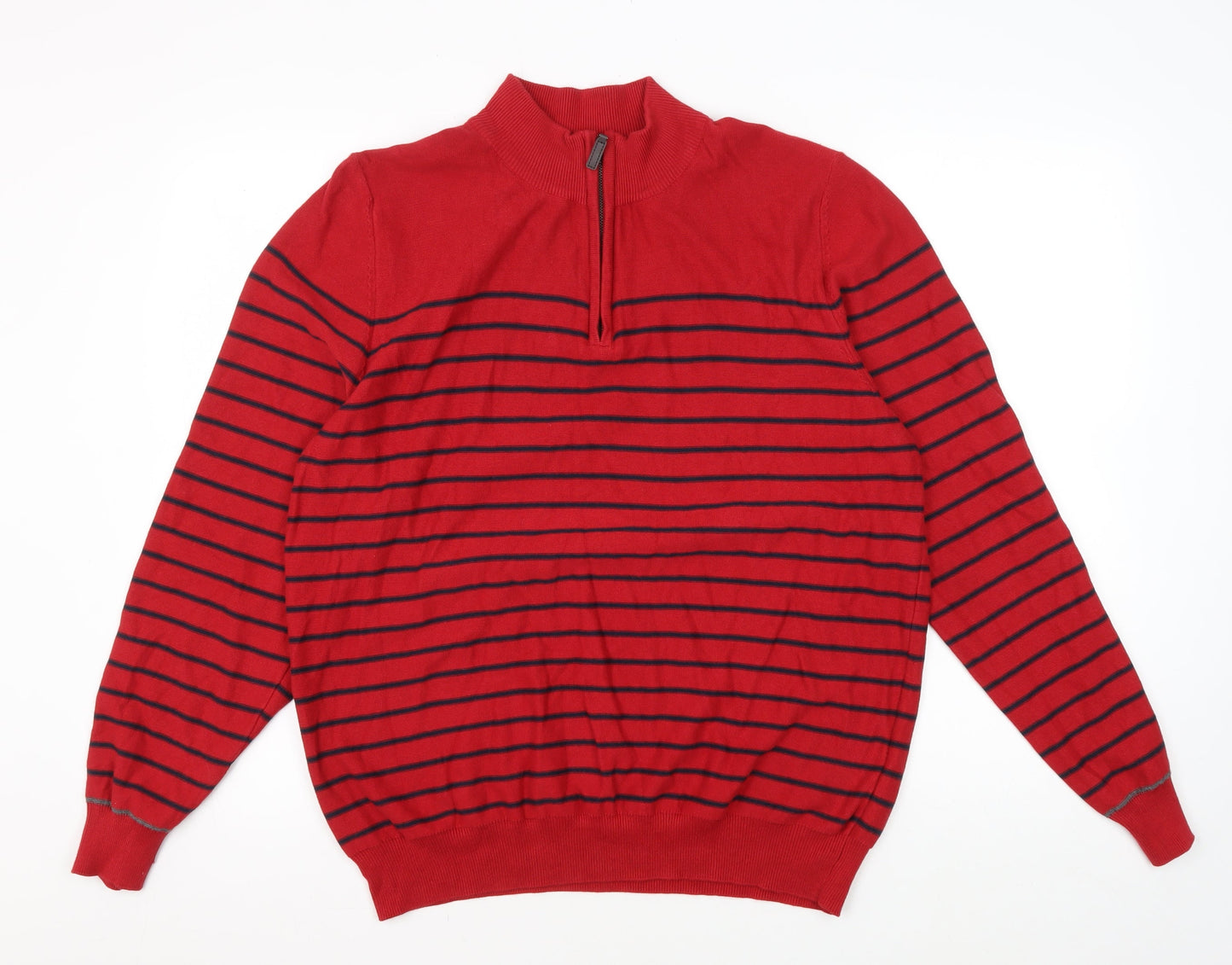 Blue Harbour Men's Red Striped Pullover Jumper L