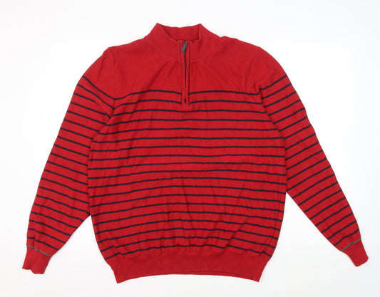Blue Harbour Men's Red Striped Pullover Jumper L