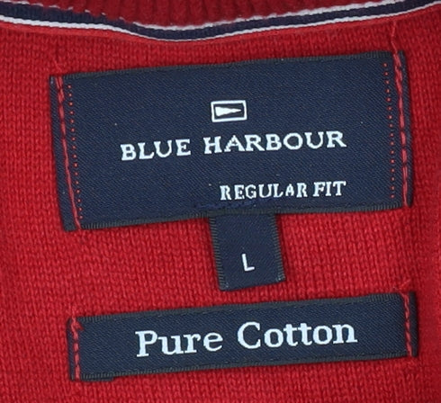 Blue Harbour Men's Red Striped Pullover Jumper L