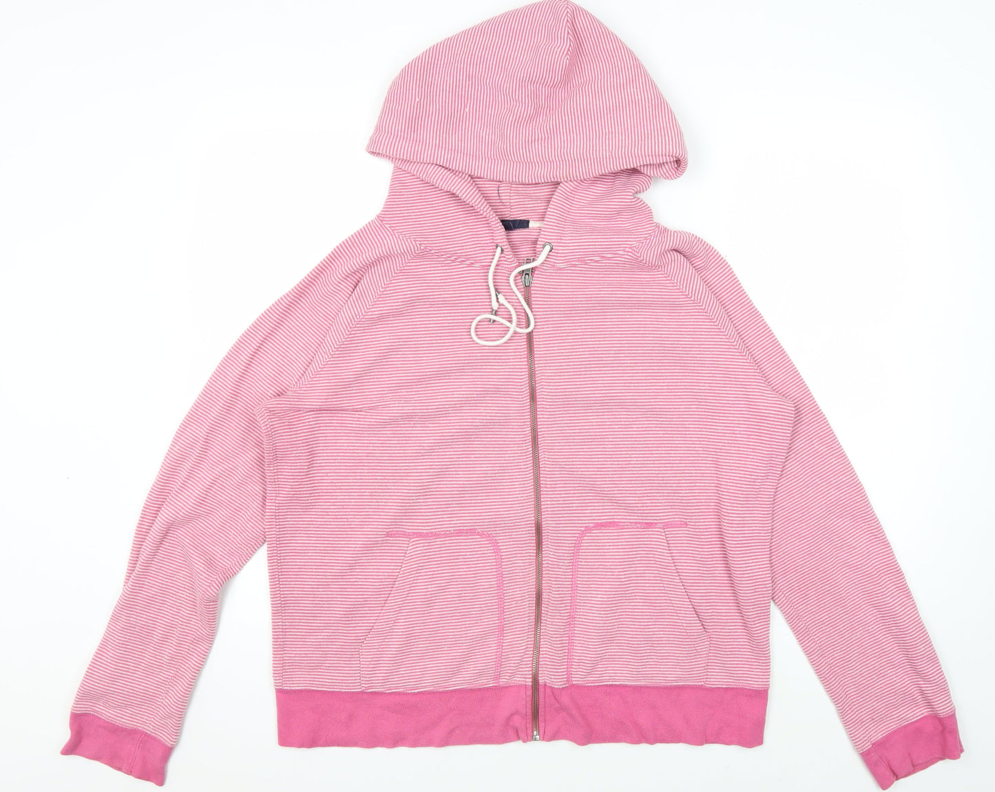 Gap Women's Pink Striped Full Zip Hoodie, XL