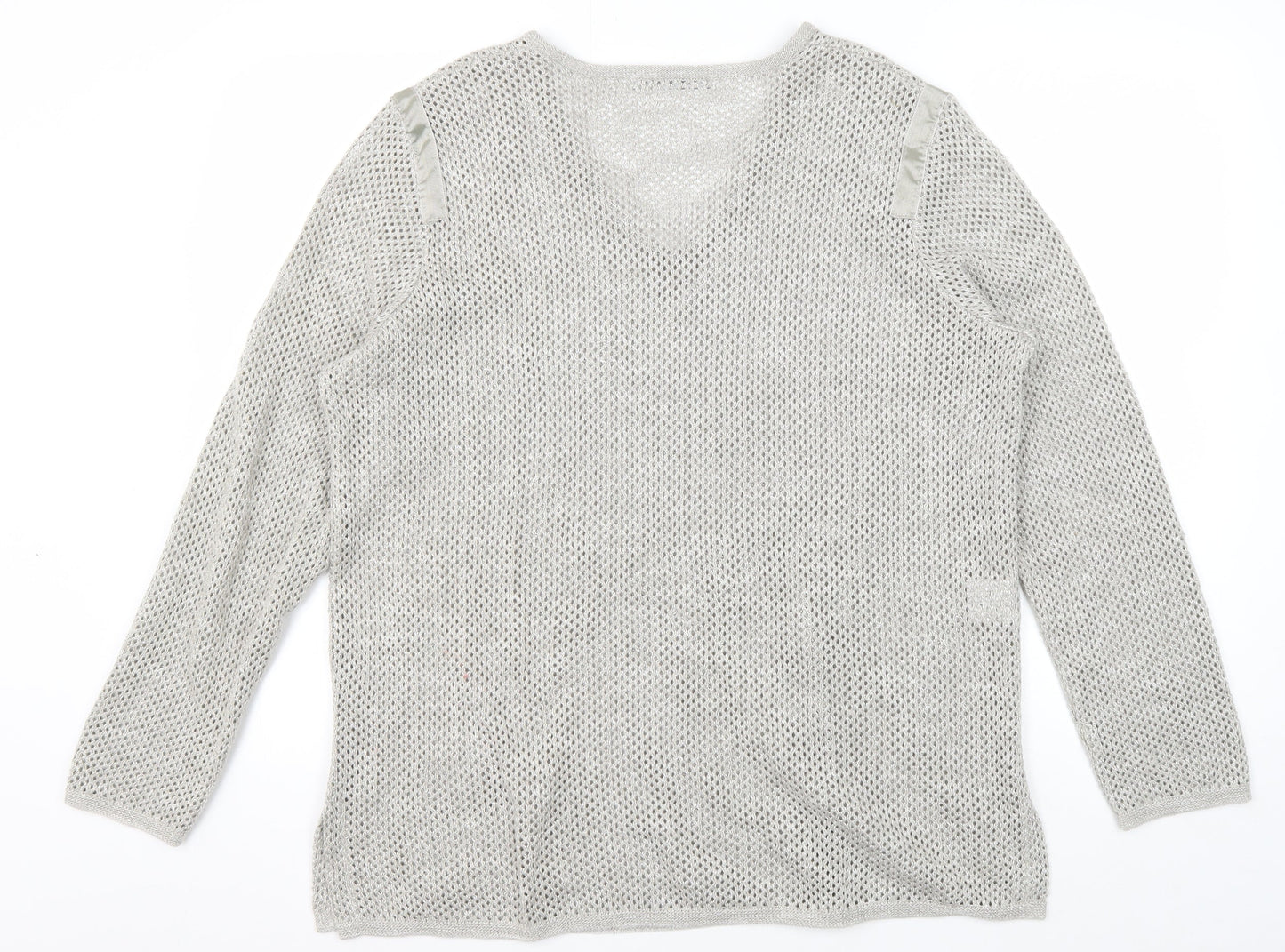 Faber Woman Grey V-Neck Knit Jumper Size 18