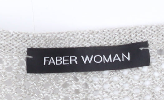 Faber Woman Grey V-Neck Knit Jumper Size 18