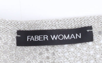 Faber Woman Grey V-Neck Knit Jumper Size 18
