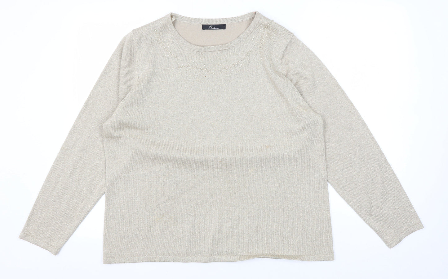 Womens UK Size L Bm Collection Beige Pullover Jumper