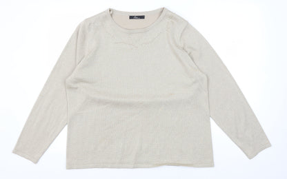 Womens UK Size L Bm Collection Beige Pullover Jumper